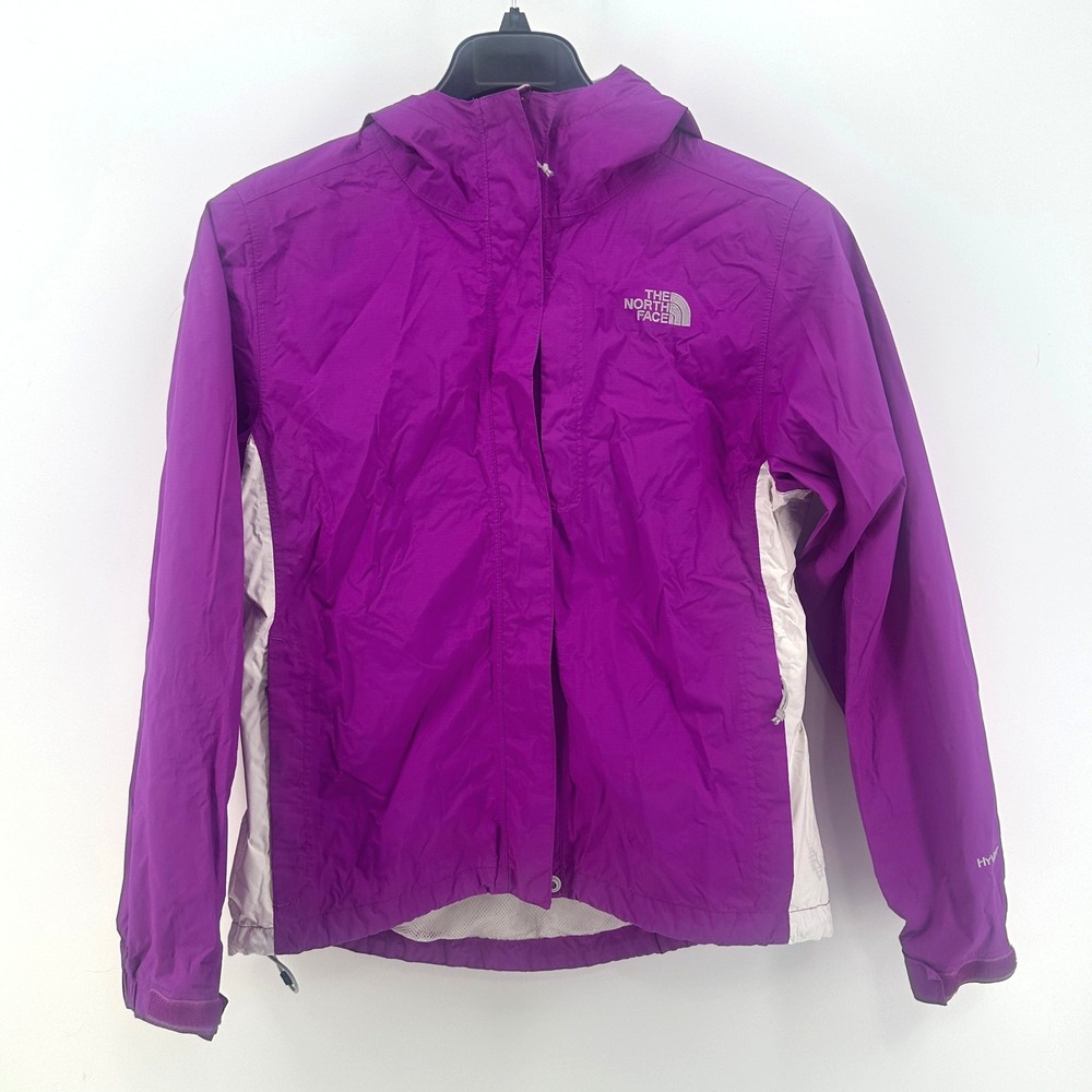 The North Face HyVent Rain Jacket Women Medium Purple White Solid Regular Modern - Picture 1 of 11